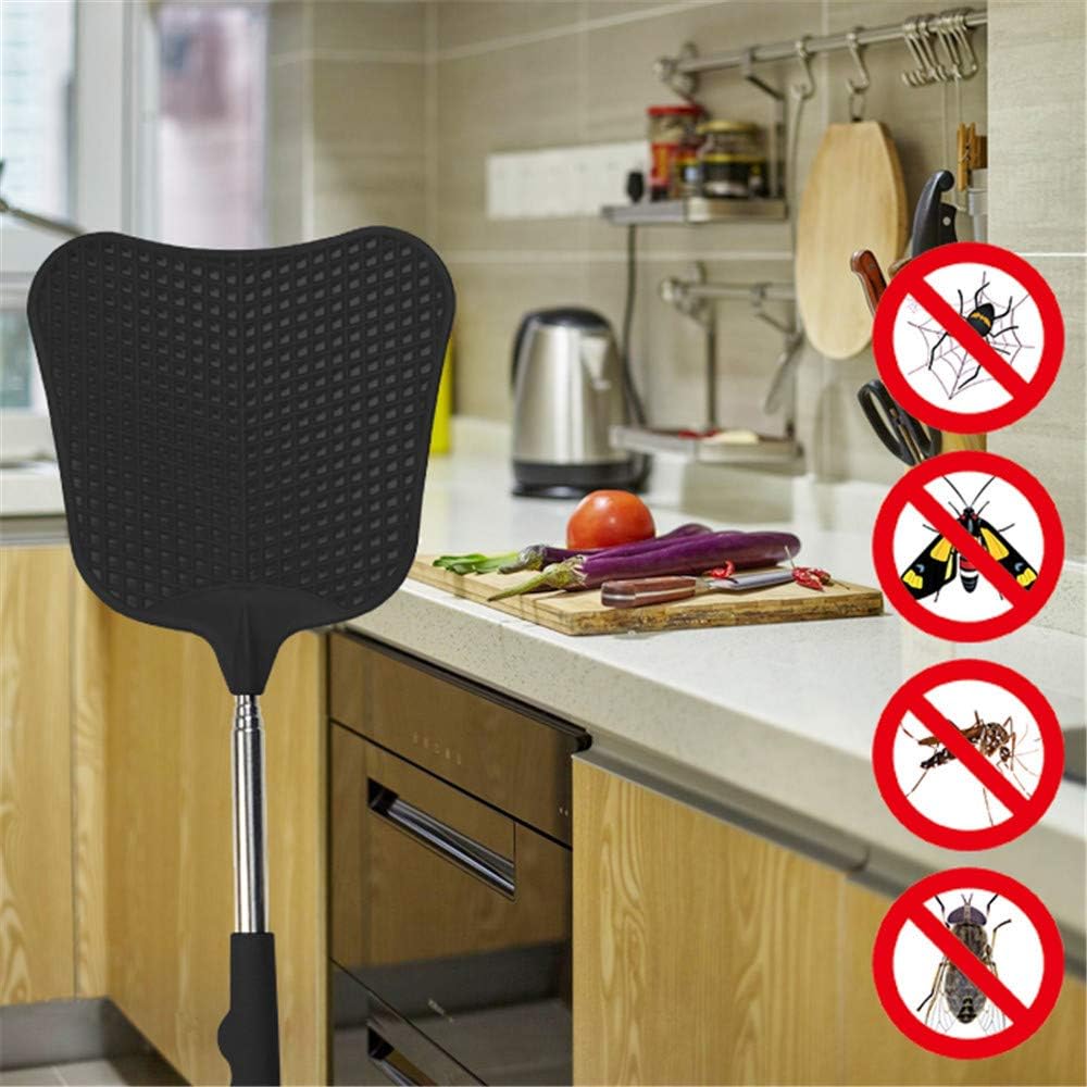 Telescopic Fly Swatter, Durable Plastic Fly Swatter Heavy Duty Set, Stainless Steel Handle Fly Swatter for Indoor/Outdoor/Classroom (2 Pack)