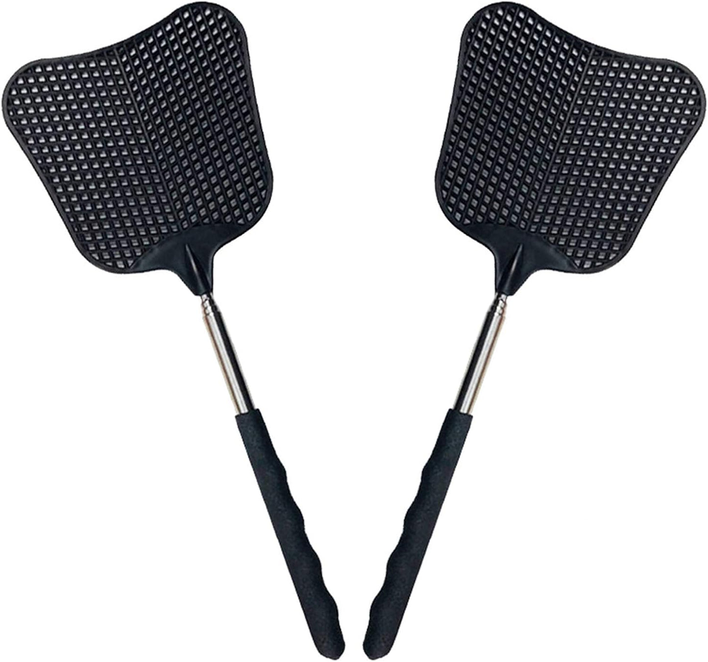 Telescopic Fly Swatter, Durable Plastic Fly Swatter Heavy Duty Set, Stainless Steel Handle Fly Swatter for Indoor/Outdoor/Classroom (2 Pack)