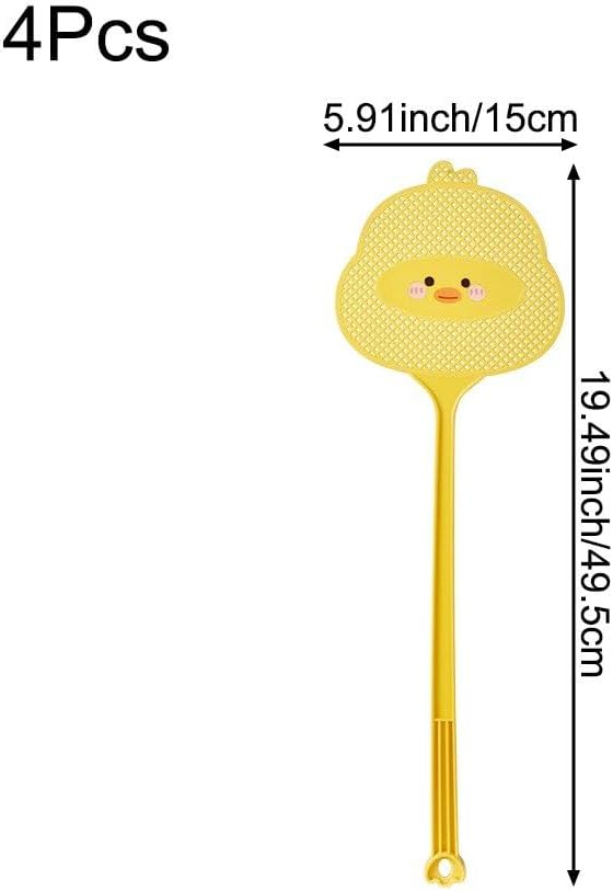 4Pcs Cute Cartoon Duck Fly Swatter – Long Handle Plastic Manual Mosquito Zapper