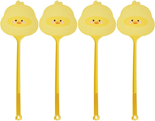 4Pcs Cute Cartoon Duck Fly Swatter – Long Handle Plastic Manual Mosquito Zapper