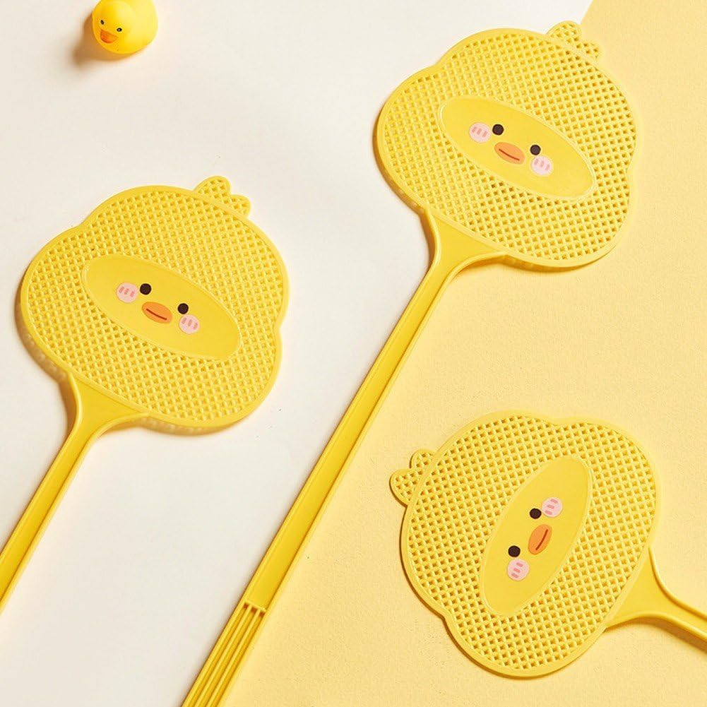 4Pcs Cute Cartoon Duck Fly Swatter – Long Handle Plastic Manual Mosquito Zapper