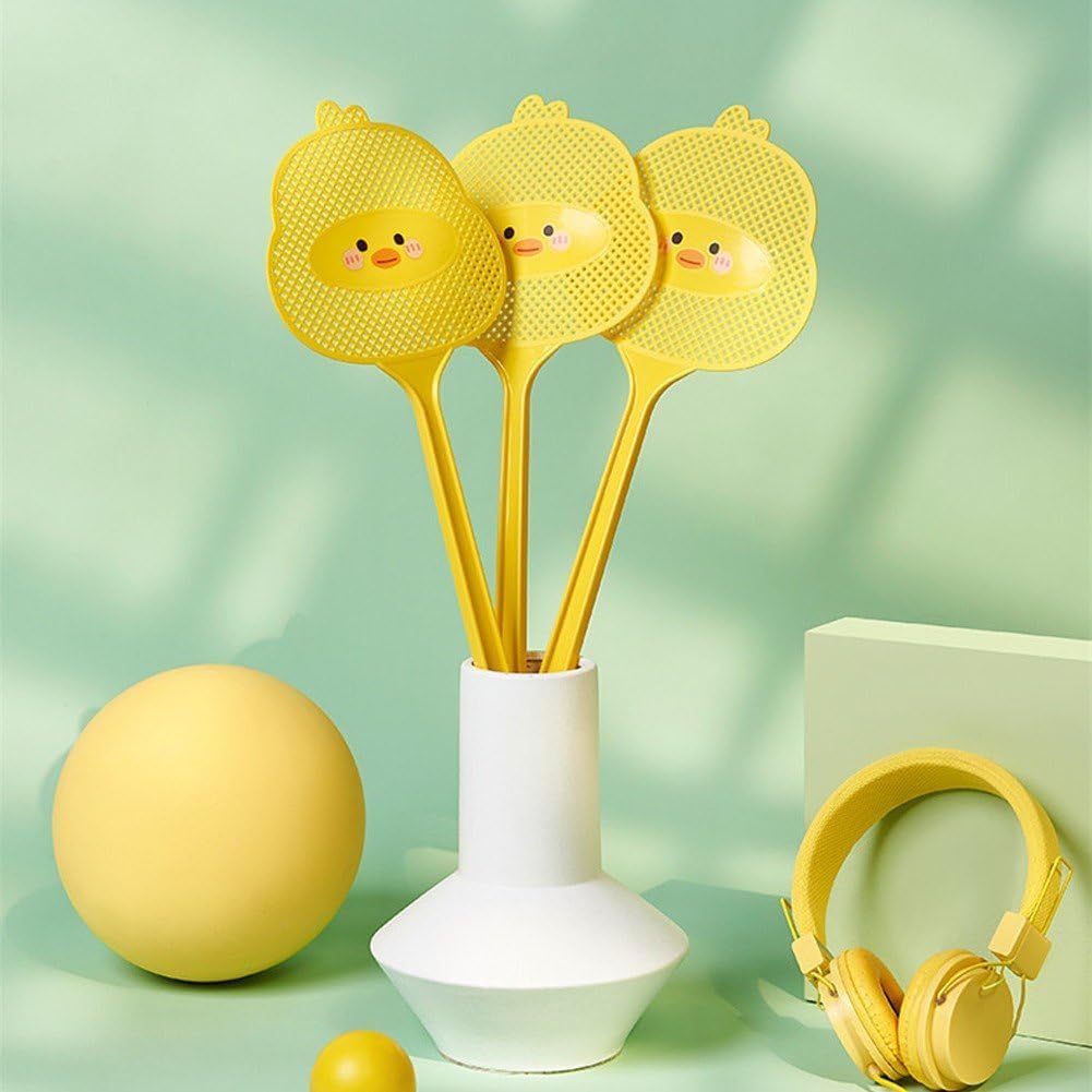 4Pcs Cute Cartoon Duck Fly Swatter – Long Handle Plastic Manual Mosquito Zapper