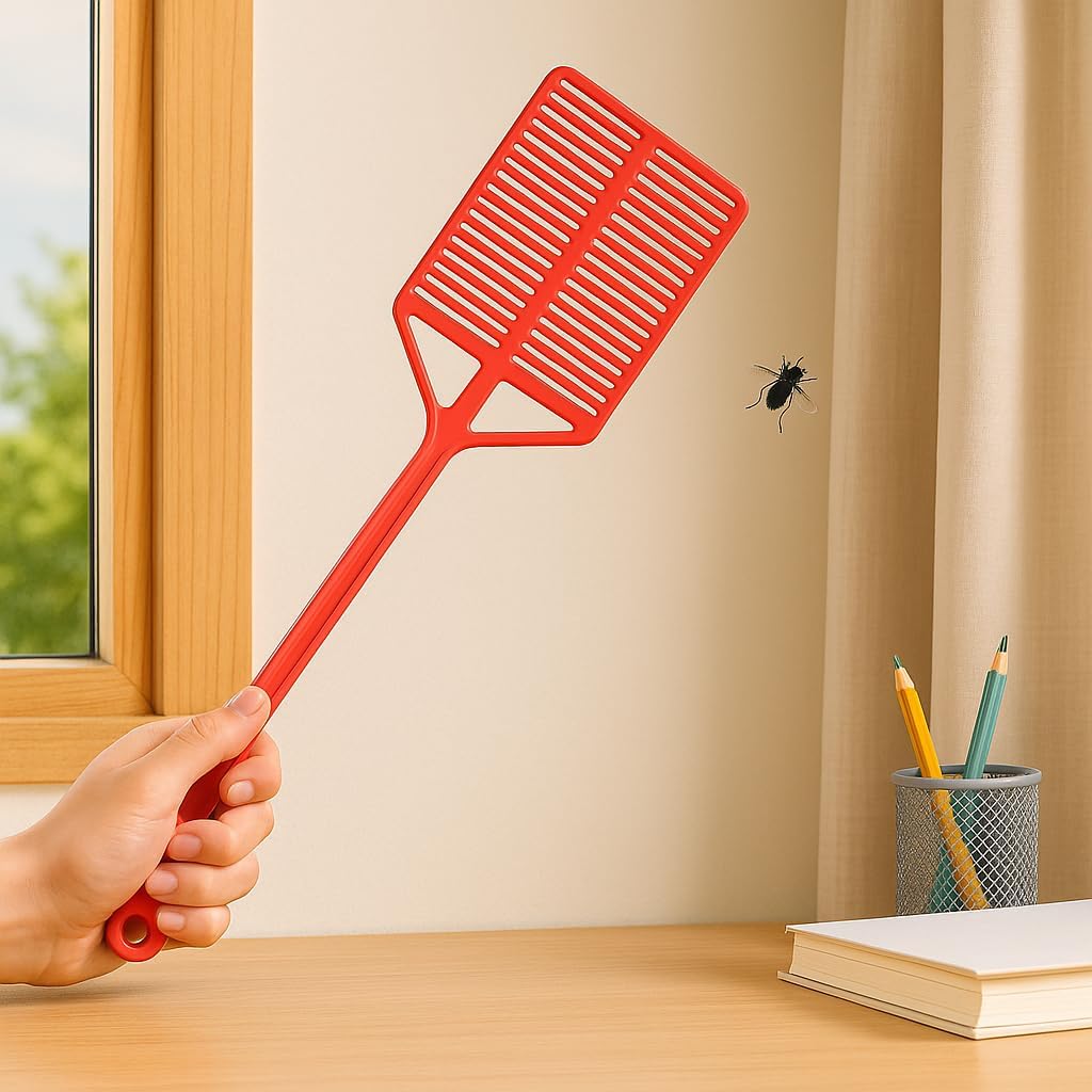 4Pcs Colorful Fly Swatters – Long Handle Manual Bug Zappers, Durable ABS Plastic, Strong Grip, Hanging Hole