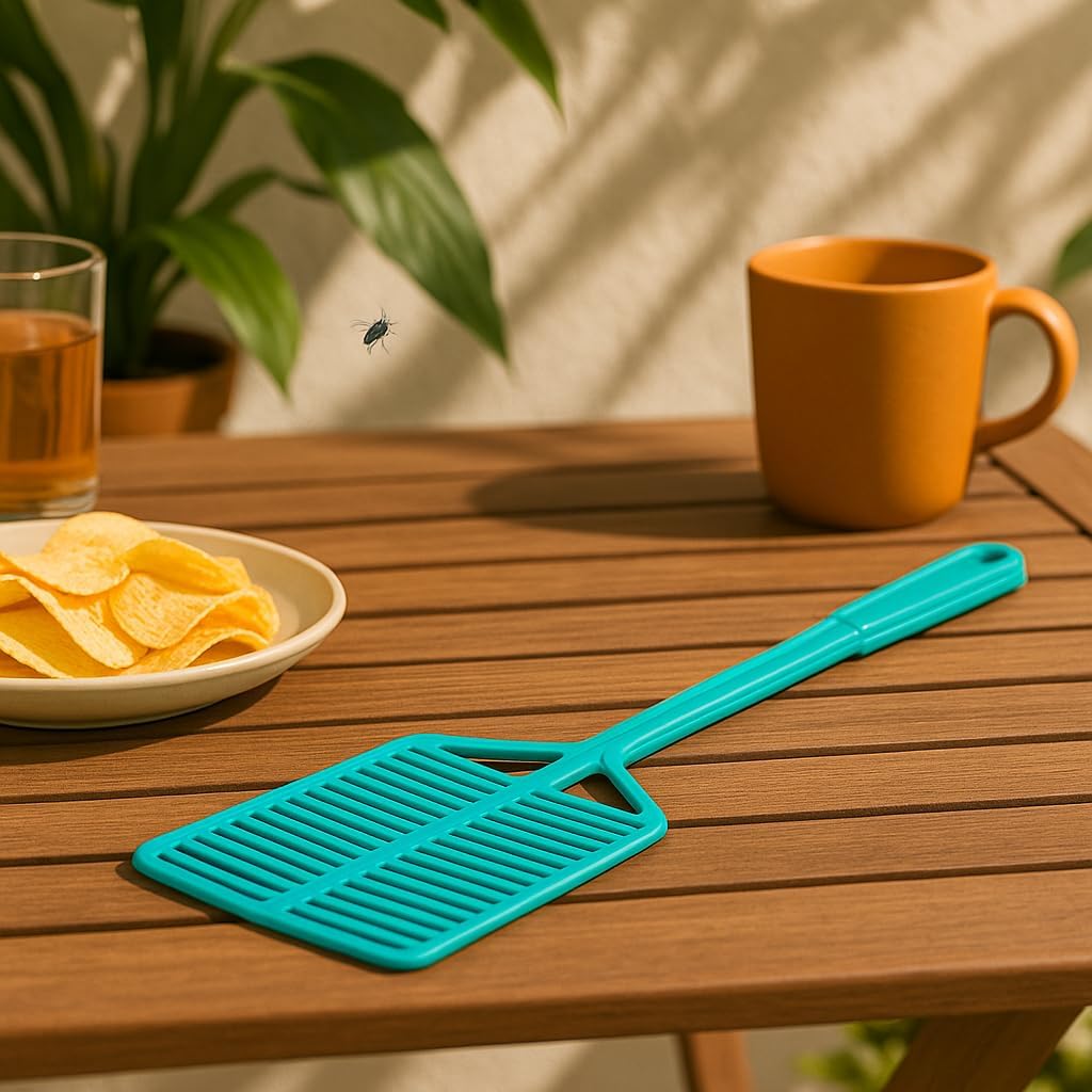 4Pcs Colorful Fly Swatters – Long Handle Manual Bug Zappers, Durable ABS Plastic, Strong Grip, Hanging Hole