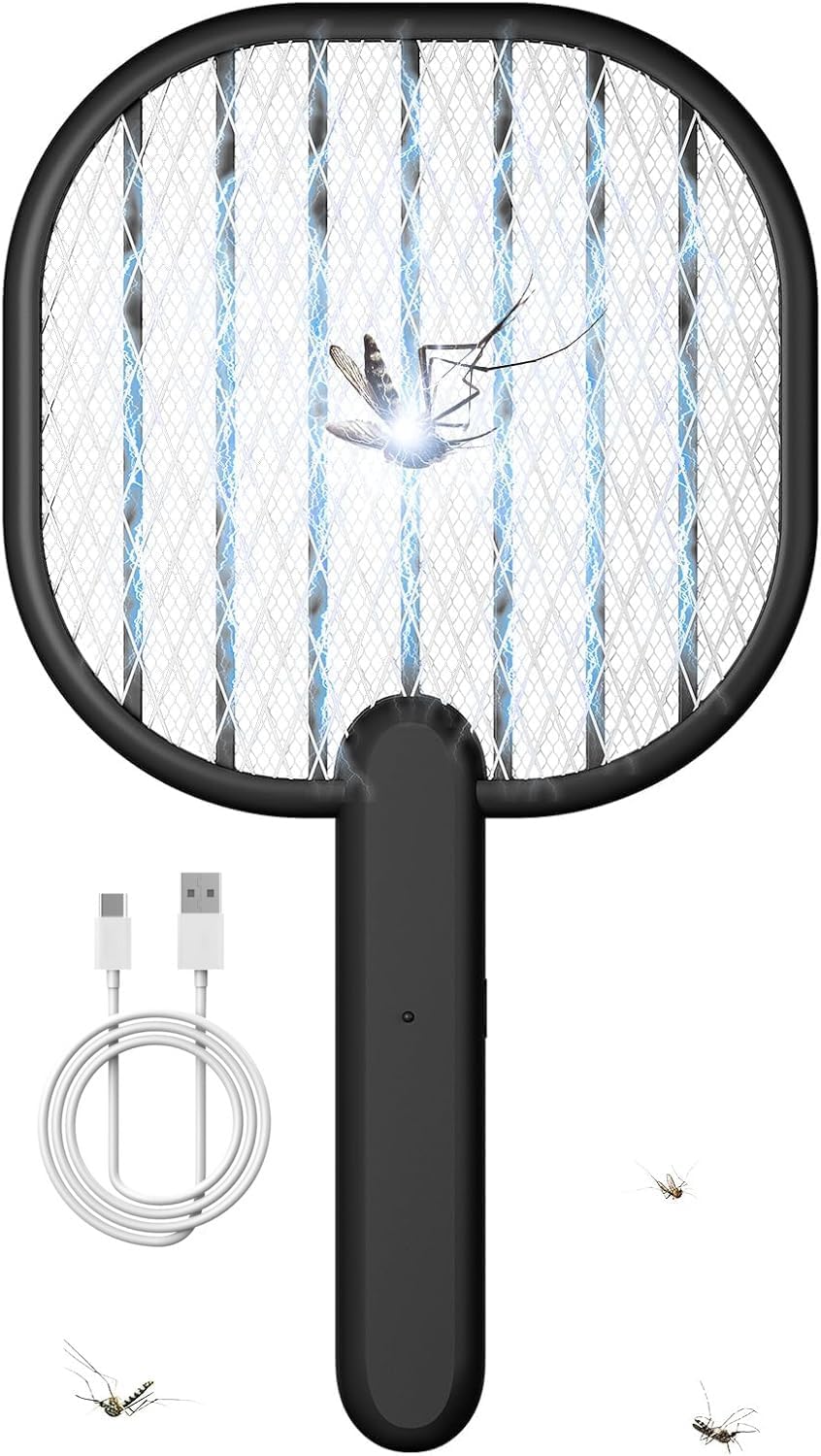 Upgraded Electric Mosquito Racket – 5-Layer Safety Mesh, Manual Mode Zapper, Type-C Rechargeable, Indoor/Outdoor Bug Killer
