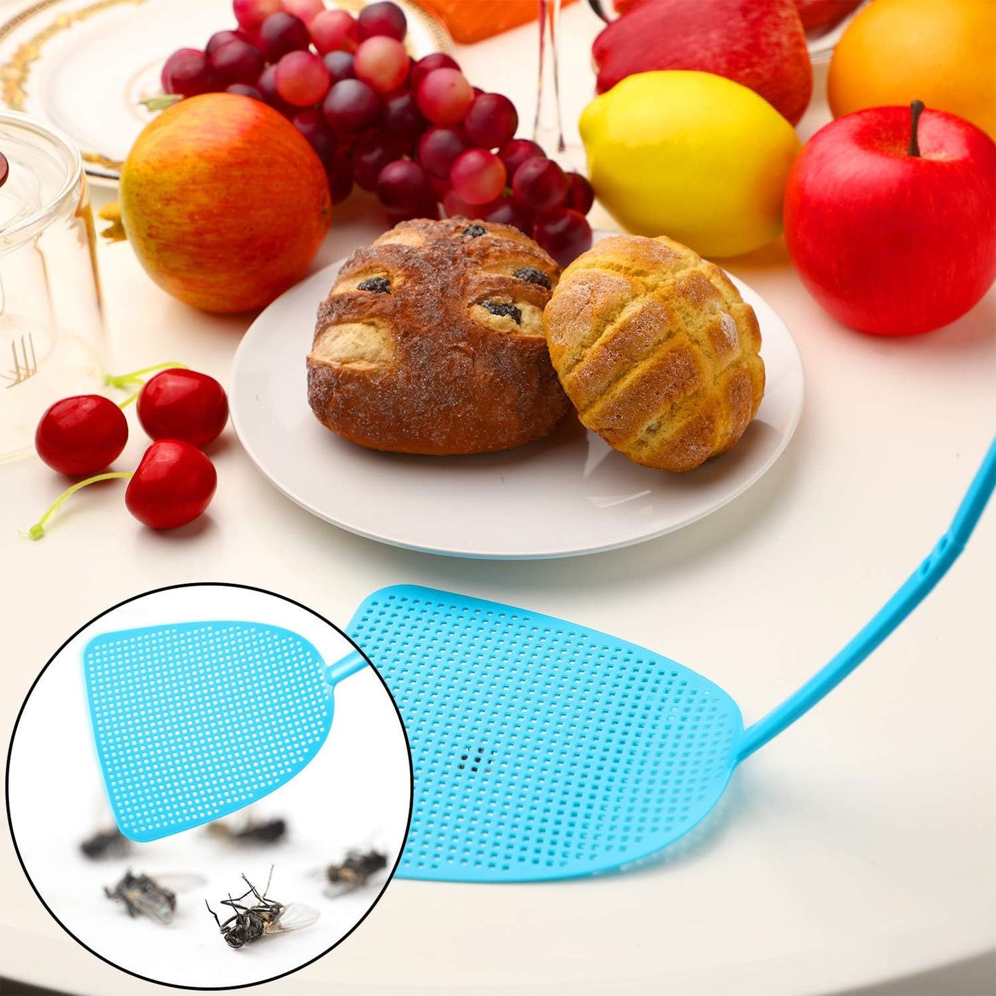 10 Pack Fly Swatters Bulk Plastic Colored Strong Flexible Manual Fly Swatter Set Long Handle Durable Mosquito Swatter Suitable for Indoor and Outdoor