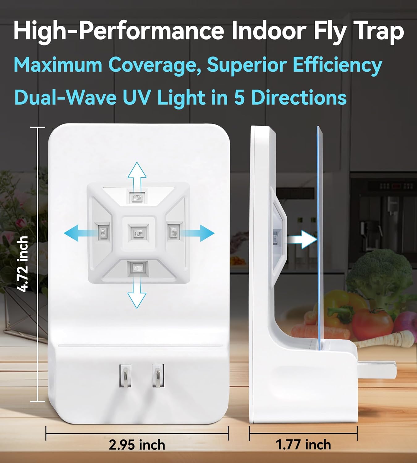 High-Performance Indoor Fly Trap – Plug-in UV Insect Catcher with 5-Way Dual-Wave Light, Silent & Chemical-Free Mosquito Solution