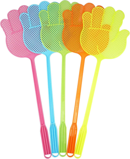 Funny Hand Shaped Fly Swatter - Durable - Colorful Manual Fly Swatter Plastic Insect Swatter for Home Indoor Outdoor Classroom Office 5 Pack