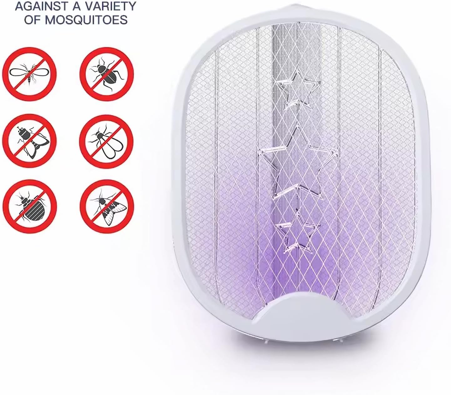 Foldable Electric Mosquito Swatter – Rechargeable Large Swatting Racket with Double Safety Mesh & USB Charging (19.5 inch)