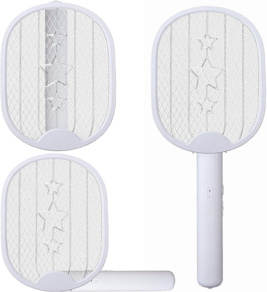 Foldable Electric Mosquito Swatter – Rechargeable Large Swatting Racket with Double Safety Mesh & USB Charging (19.5 inch)